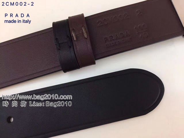 PRADA男士皮帶 普拉達烏木色牛皮雙面用腰帶  jjp2024